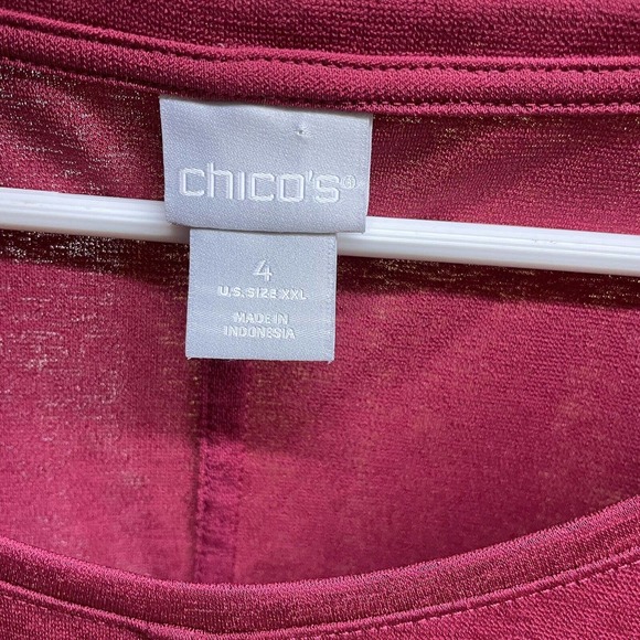 Chicos Size 4 XXL Blouse Tunic Top Jewelry Chain Trim Long Sleeve Stretch - Picture 7 of 9